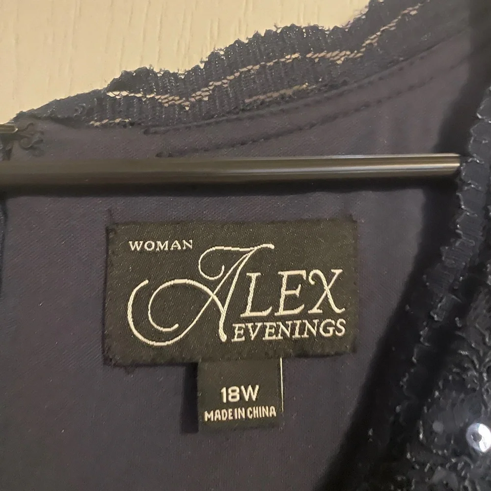 Alex Evenings Navy Long Sleeve Dress - Picture 6 of 6